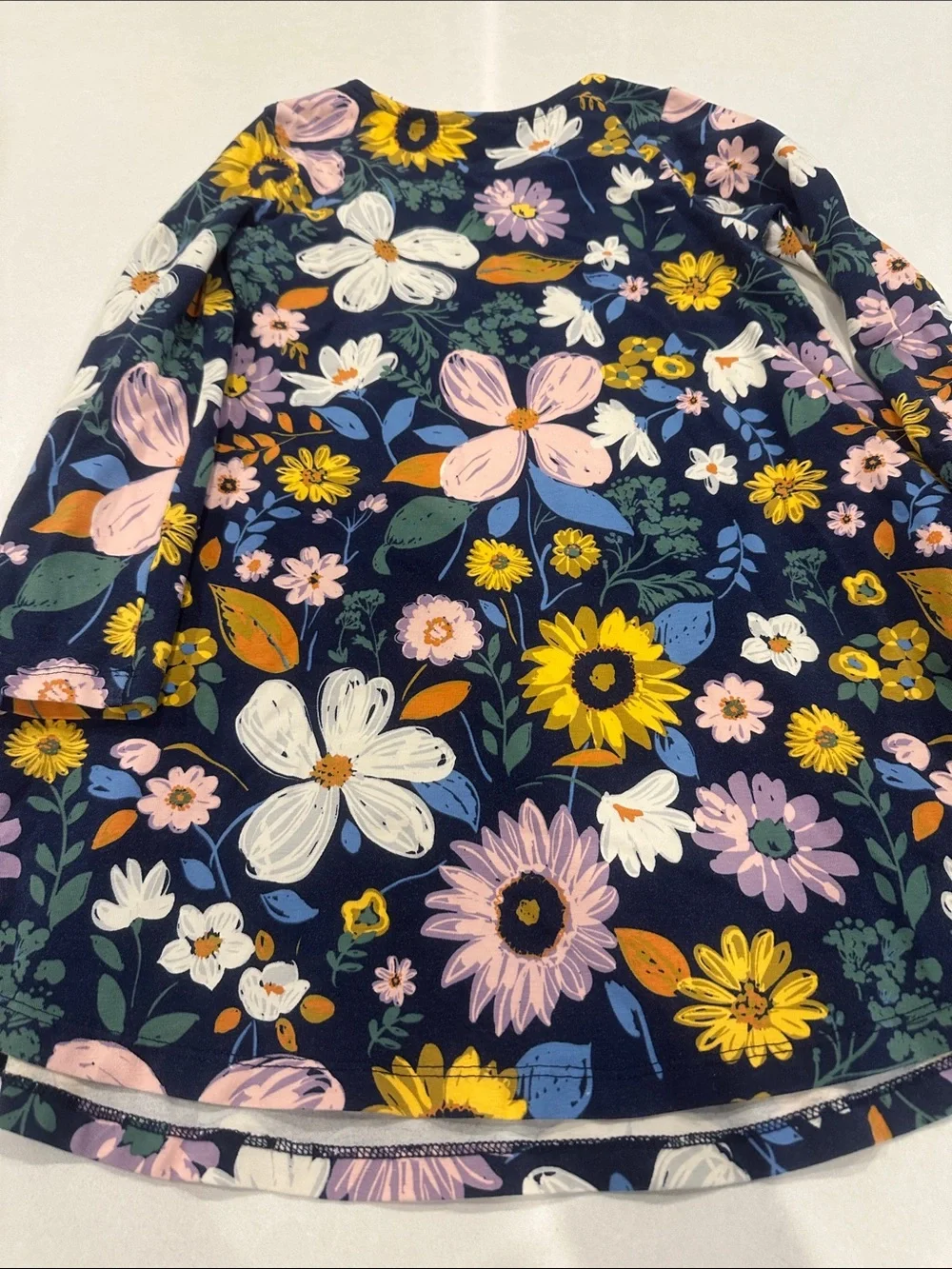 Hanna Andersson Navy A-Line Skirt with Yellow, Pink & White Floral Print